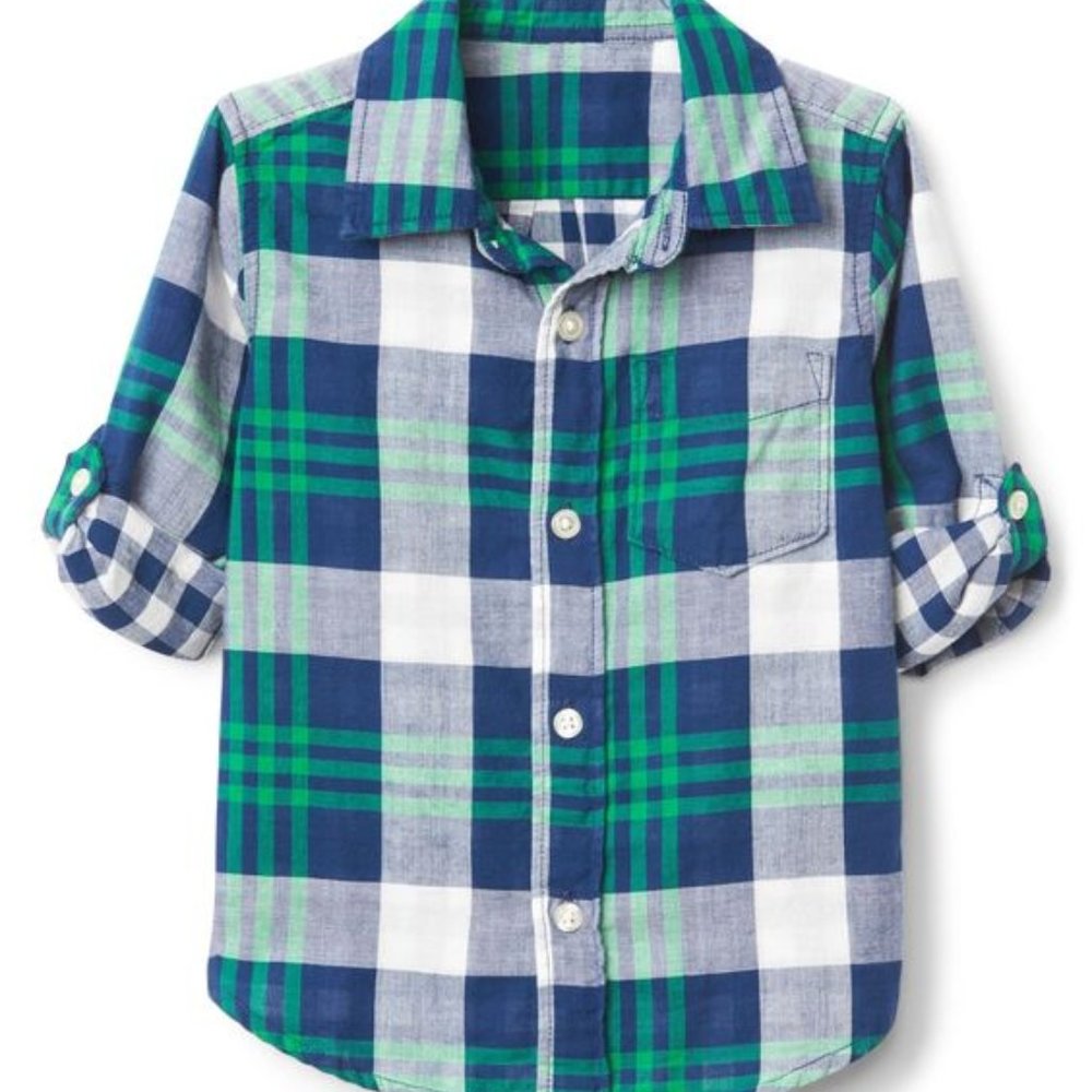 babyGAP Double-Weave Convertible Plaid Shirt - 3